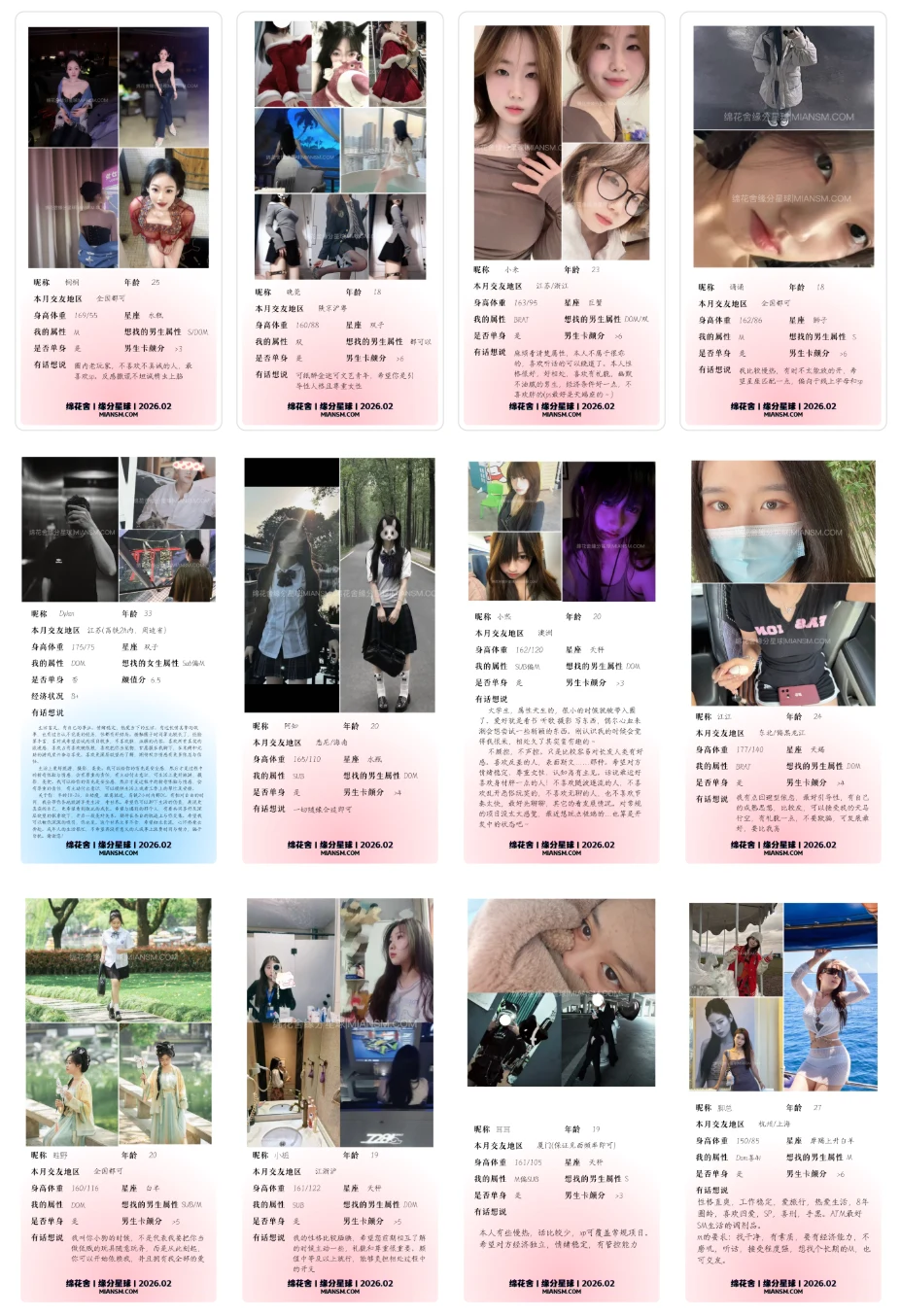 绵花舍会员征友档案合集